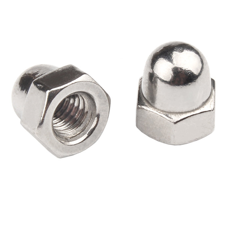Hex cap nut, high style DIN 1587 steel or stainless steel
