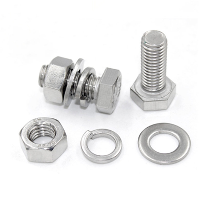 Hexagon Bolt With Nut Washer Spring Washer
