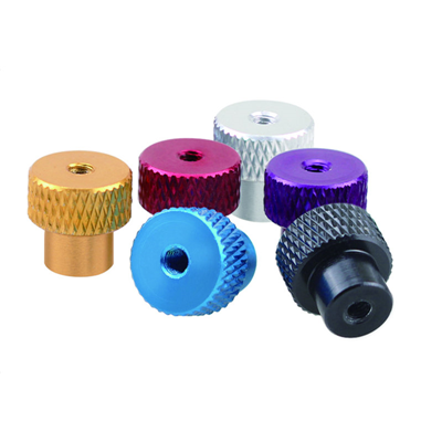 Aluminum Colored Knurled Nuts With Collar