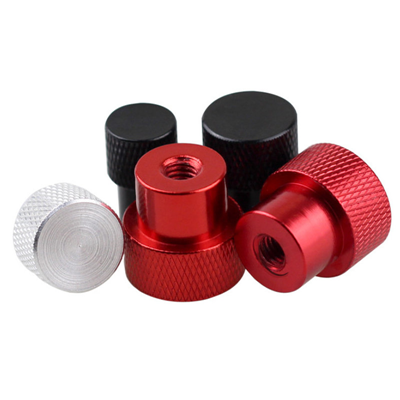 Aluminum Colored Knurled Nuts With Collar With Holes