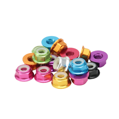 Aluminum Colored Hexagon Nuts With Flange